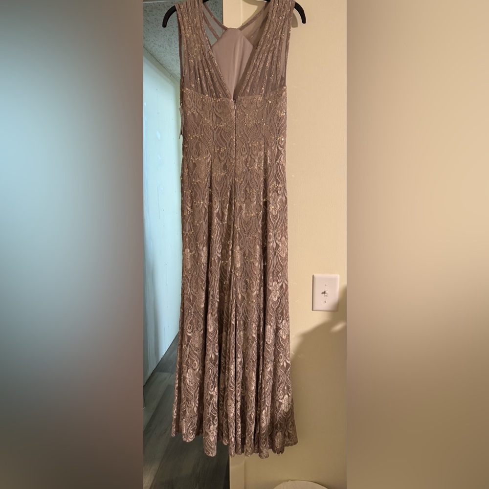 R&M Richards Lace Sequin Maxi Dress - Brown